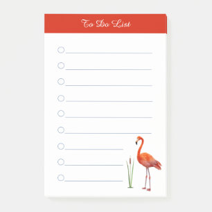 Roter Flamingo & Kalligrafie auf weiß liniert Post-it Klebezettel