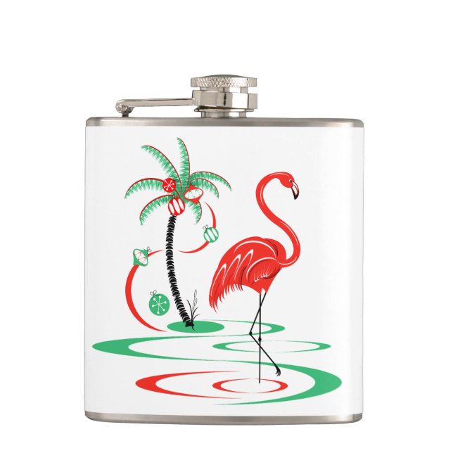 Roter Flamingo-Kolben Flachmann (Vorderseite)