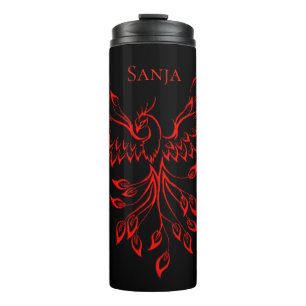 Roter Flug von einem Phoenix personalisiert Thermosbecher