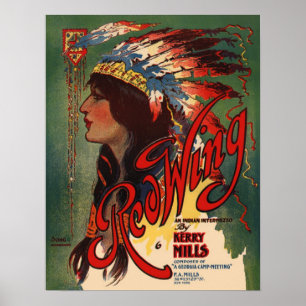 Roter Flügel-indisches Notenen-Abdeckungs-Plakat Poster
