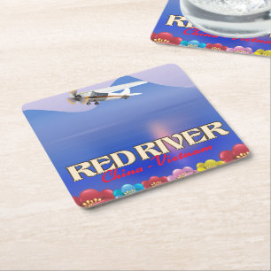 Roter Fluss Kambodscha Urlaubs Poster Rechteckiger Pappuntersetzer
