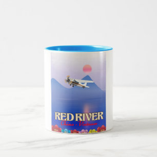 Roter Fluss Kambodscha Urlaubs Poster Zweifarbige Tasse
