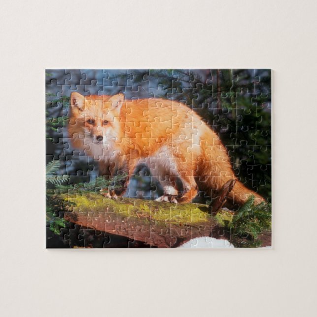 Roter Fox auf einem log (Horizontal)