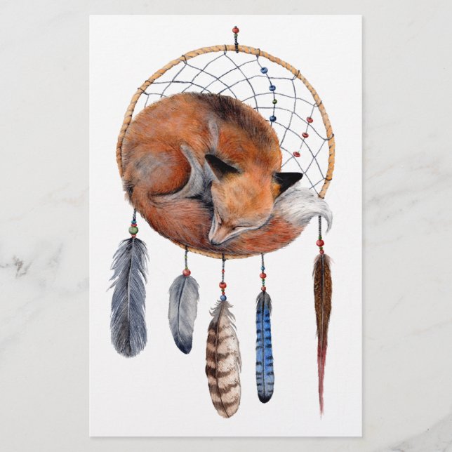 Roter Fox, der auf Dreamcatcher schläft Briefpapier (Vorderseite)