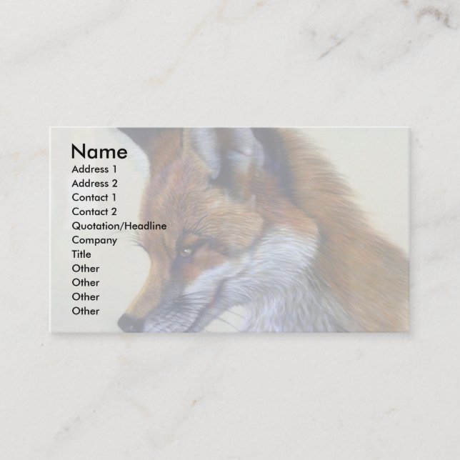 Roter Fox (Hauptstudie) Visitenkarte (Vorderseite)