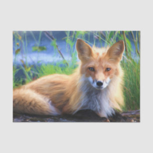Roter Fox im Gras Landschaftliche Tierwelt Seidenpapier