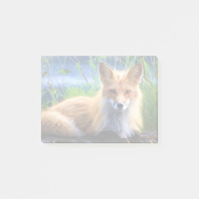 Roter Fox im Gras-Wildlife-Image Post-it Klebezettel (Vorderseite)