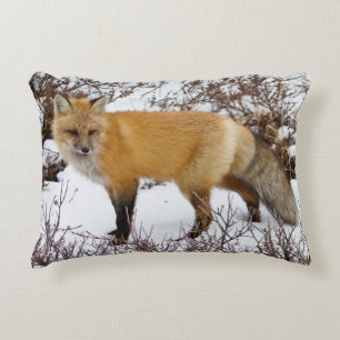 Roter Fox im Winter Zierkissen