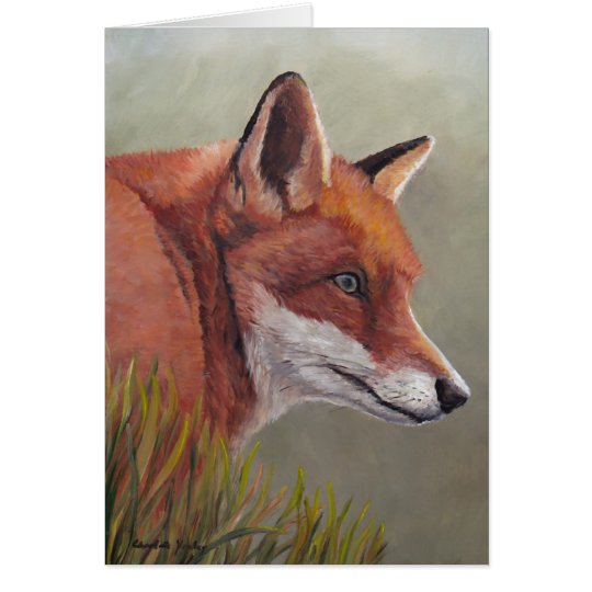 Roter Fox in der Grastierkunst Anmerkungs-Karte Karte
