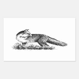 Roter Fox (Linie Kunst) Rechteckiger Aufkleber