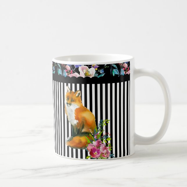 Roter Fox mit Blumen u. Kaffeetasse (Rechts)