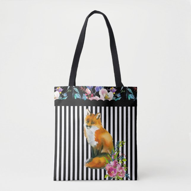 Roter Fox u. BlumenTaschen-Taschen-Streifen Tasche (Vorderseite)