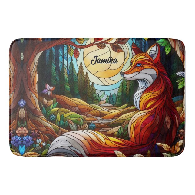 Roter Fox und Sonne und Wald Badematte (Vorderseite)