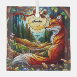 Roter Fox und Sonne und Wald Ornament Aus Glas