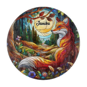 Roter Fox und Sonne und Wald Schneidebrett