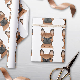 Roter Französischer Bulldogge / Frenchie Cartoon-H Geschenkpapier