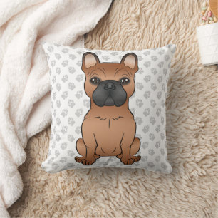 Roter Französischer Bulldogge / Frenchie Cartoon-H Kissen