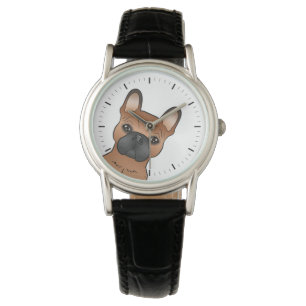 Roter Französischer Bulldogge / Frenchie süßer Car Armbanduhr