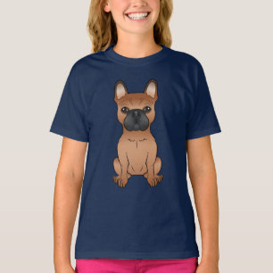 Roter Französischer Bulldogge / süße Zeichentrick- T-Shirt