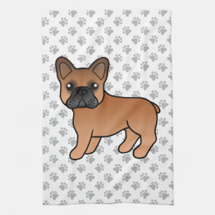 Roter Französischer Bulldogge Süßer Cartoon-Hund Geschirrtuch