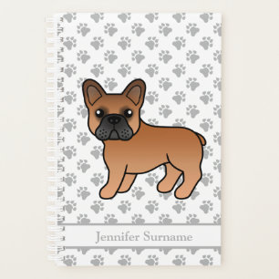 Roter Französischer Bulldogge Süßer Cartoon-Hund & Planer