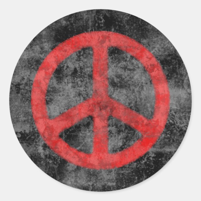 Roter Friedenszeichen-Sticker Runder Aufkleber (Vorderseite)