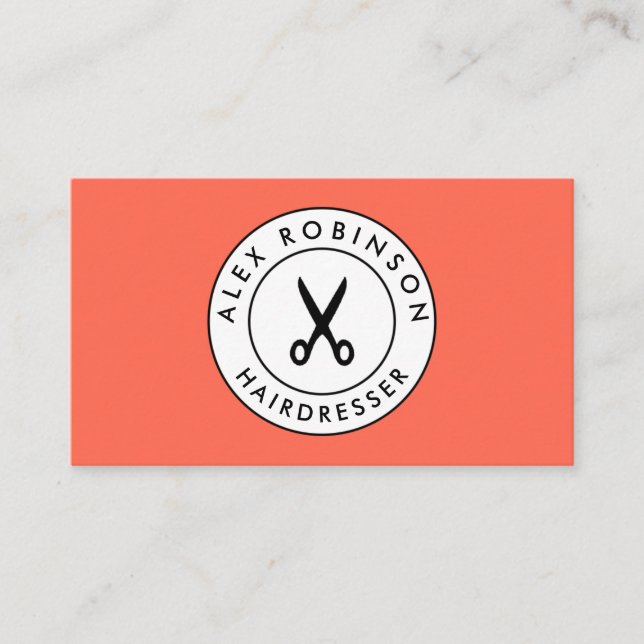 Roter Friseurkreis scissors Logo-Visitenkarte Terminkarte (Vorderseite)