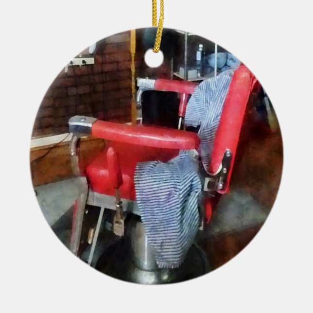 Roter Frisierstuhl Keramikornament (Vorne)