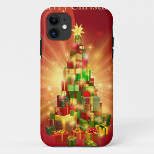 Roter frohe Weihnacht-Geschenk-Baum-Entwurf Case-Mate iPhone Hülle