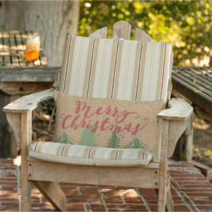 Roter Frohe Weihnachtsgrün Imitate Jute Burlap Kissen Für Draußen