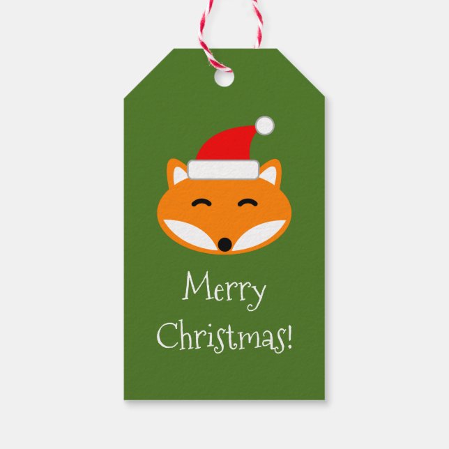 Roter Fuchs Frohe Weihnachten zu und von leerem Fe Geschenkanhänger (Rückseite)
