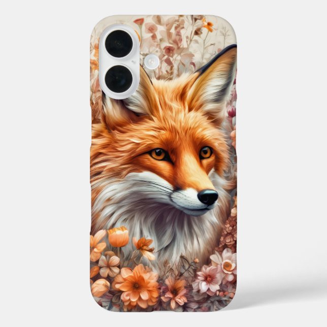 Roter Fuchs in der Blume iPhone 16 Hülle (Rückseite)