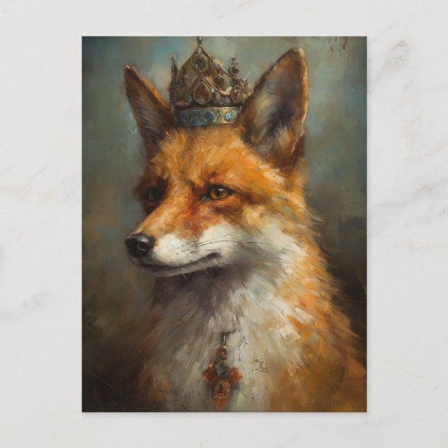 Roter Fuchs in einer Krone Postkarte (Vorderseite)
