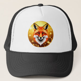 Roter Fuchs mit goldenem Hintergrund Truckerkappe
