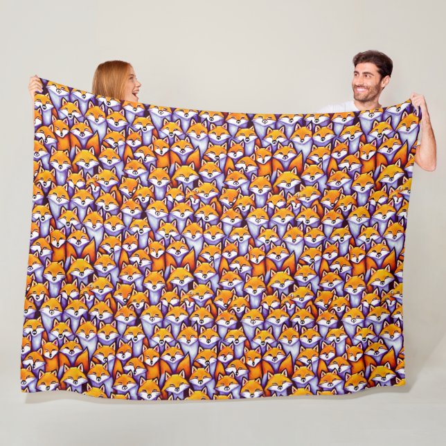 Roter Fuchs sieht Cartoon-Wimpernstruktur Fleecedecke (Beispiel)