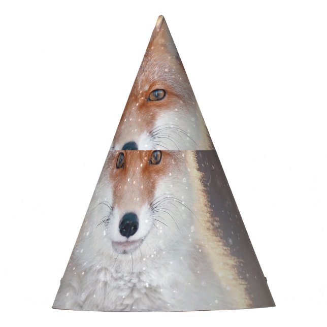 Roter Fuchs, Winterwald, landschaftliche Illustrat Partyhütchen (Vorderseite)