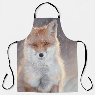 Roter Fuchs, Winterwald, landschaftliche Illustrat Schürze