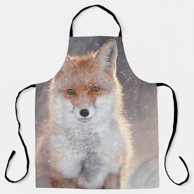 Roter Fuchs, Winterwald, landschaftliche Illustrat Schürze (Vorderseite)