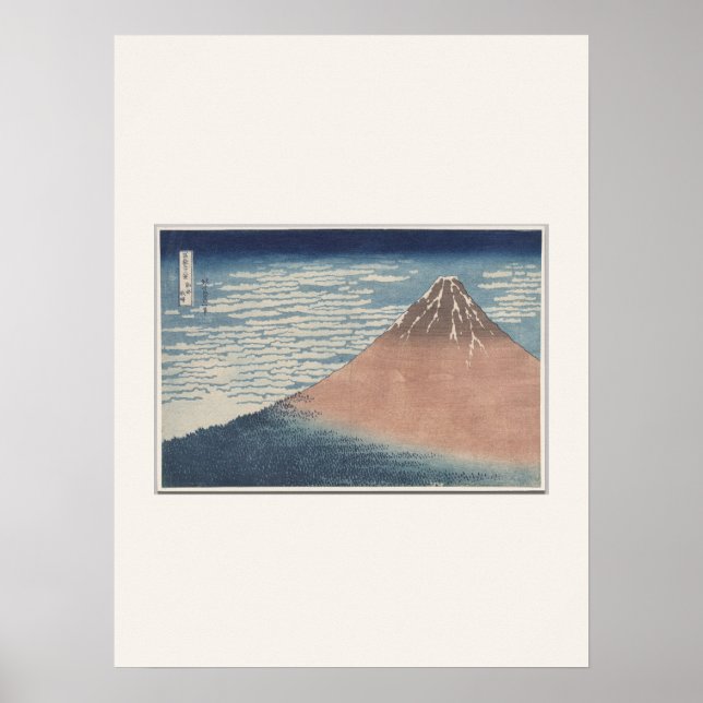 Roter Fuji von Hokusai - Japanisches Holzschnittpo Poster (Vorne)