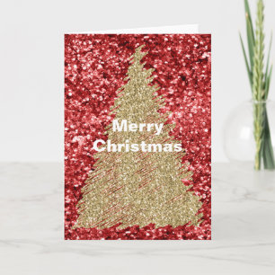 Roter Funkel Glitz Gold Weihnachtsbaum Karte