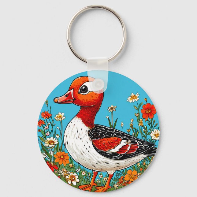 Roter Gänsevogel Schlüsselanhänger (Vorderseite)