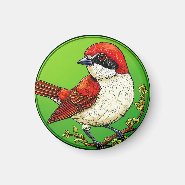 Roter Garnelenvogel Magnet (Vorne)