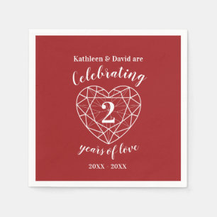 Roter Garnet Jubiläum 2 Jahre Liebe Servietten