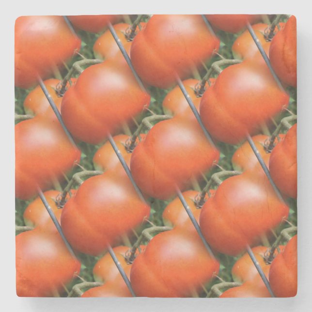 Roter Garten Tomaten Art Muster Steinuntersetzer (Vorderseite)