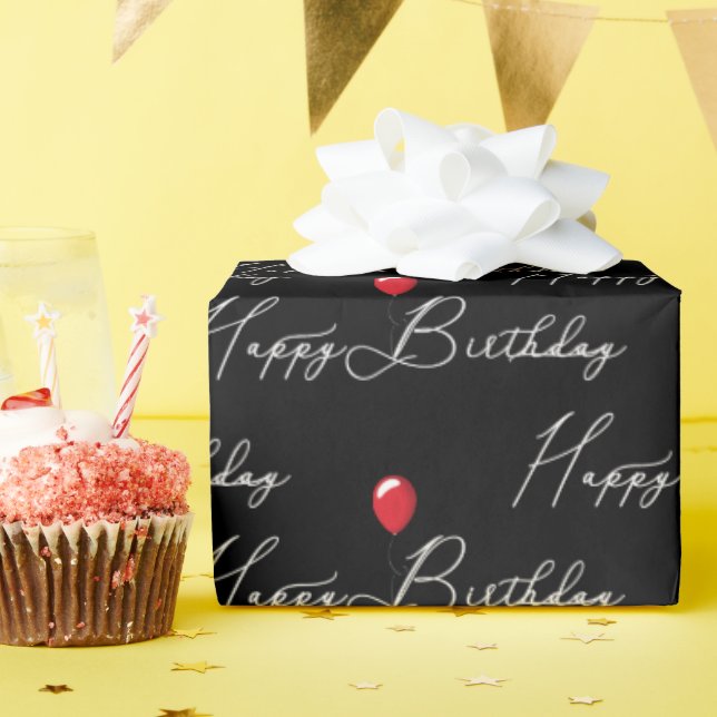 Roter Geburtstagsballon mit Text Geschenkpapier (Geburtstagsparty)