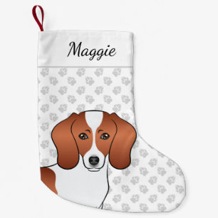 Roter Gefleckter Glattfell-Dachshund-Cartoon-Hundk Kleiner Weihnachtsstrumpf