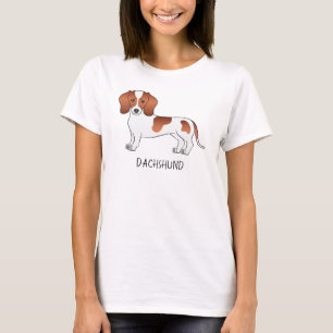 Roter Gefleckter Glattfell-Dackel-Caricature-Hund  T-Shirt