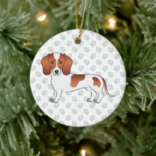 Roter Gefleckter Glatthaar-Dackel-Cartoon-Hund & T Keramik Ornament