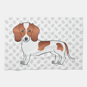 Roter Gefleckter Glattmantel-Dachshund Cartoon-Hun Geschirrtuch
