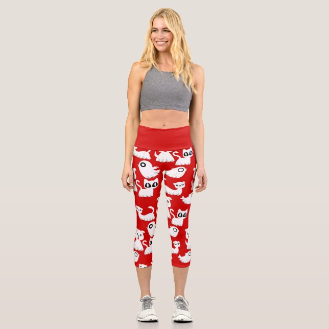 Roter Geisterhund Capri Leggings (Vorderseite)